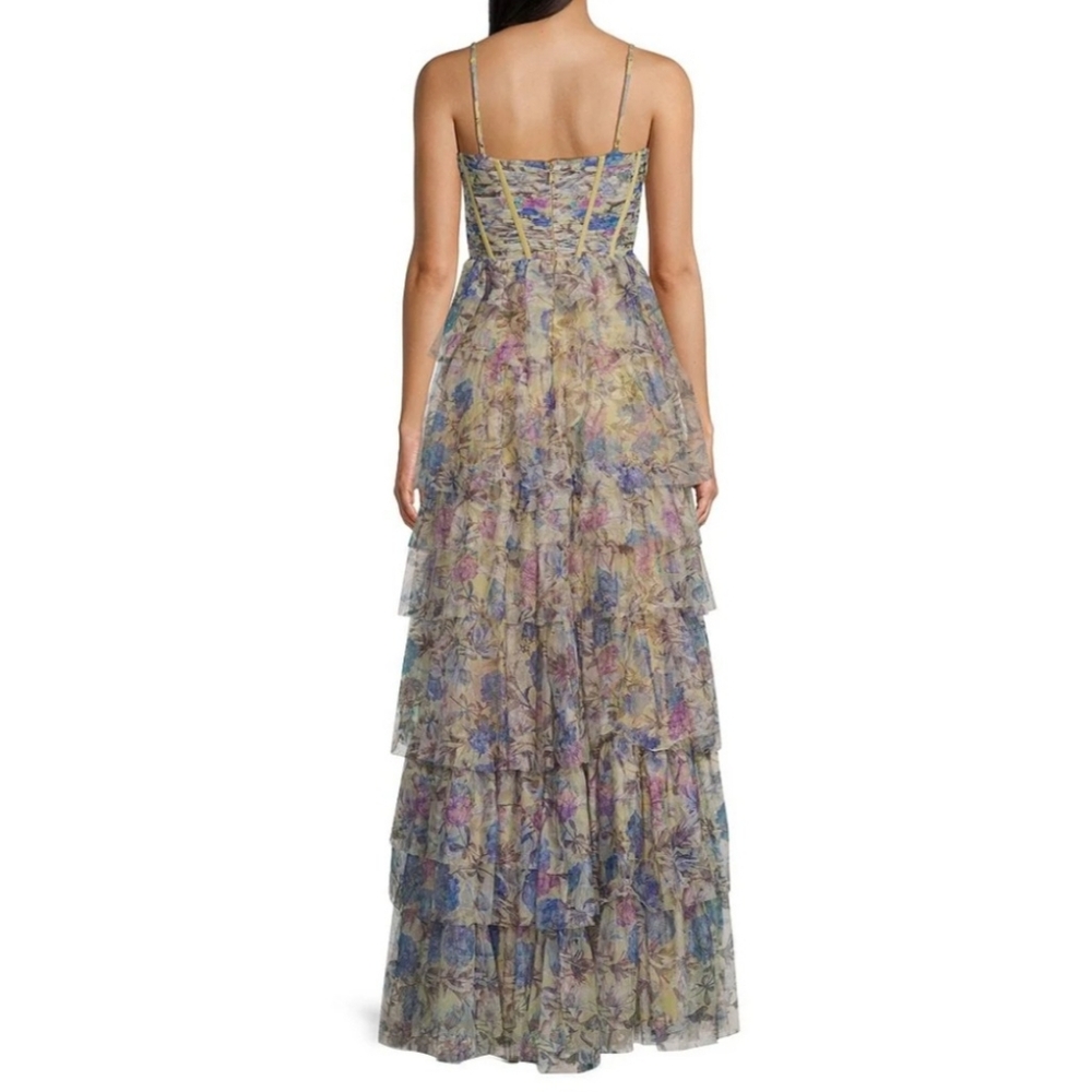 Blondie Nites Pastel Floral Dress in Lavender, Pink & Blue - Picture 5 of 8